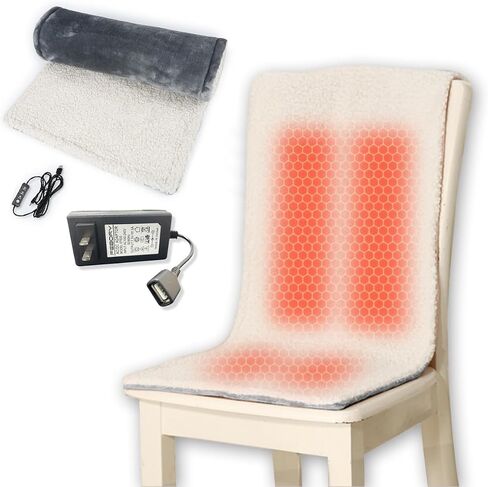 Heated Pad for Office Chair, USB Heated Seat Cushion, 5 Timer Setting & 5 Temperature Settings, Fast Heat Machine Washable Heating Pad for Back Neck Shoulder Pain Relief, 39x15in in Saudi Arabia