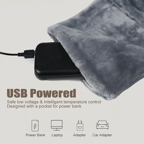Heated Pad for Office Chair, USB Heated Seat Cushion, 5 Timer Setting & 5 Temperature Settings, Fast Heat Machine Washable Heating Pad for Back Neck Shoulder Pain Relief, 39x15in in Saudi Arabia