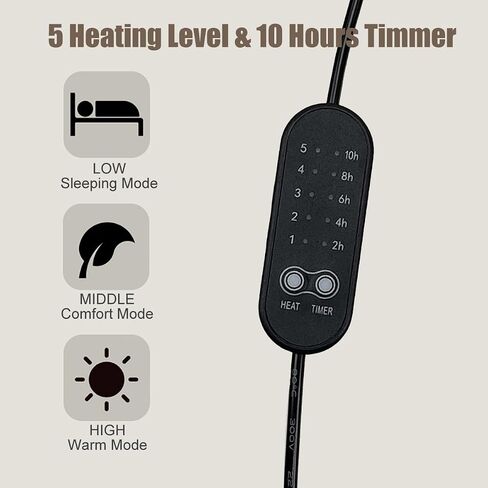 Heated Pad for Office Chair, USB Heated Seat Cushion, 5 Timer Setting & 5 Temperature Settings, Fast Heat Machine Washable Heating Pad for Back Neck Shoulder Pain Relief, 39x15in in Saudi Arabia