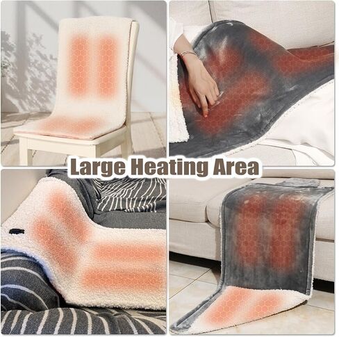 Heated Pad for Office Chair, USB Heated Seat Cushion, 5 Timer Setting & 5 Temperature Settings, Fast Heat Machine Washable Heating Pad for Back Neck Shoulder Pain Relief, 39x15in in Saudi Arabia