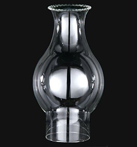 مصباح بي اند بي مدخنة زجاجية شفافة مقاس 3 انش × 4 3/4 انش ارتفاع 8 1/2 انش مع زينة علوية من الخرز للشعلات رقم 2 وصالات عرض 3 انش على مصابيح الزيت والكيروسين العتيقة والعتيقة in Kuwait