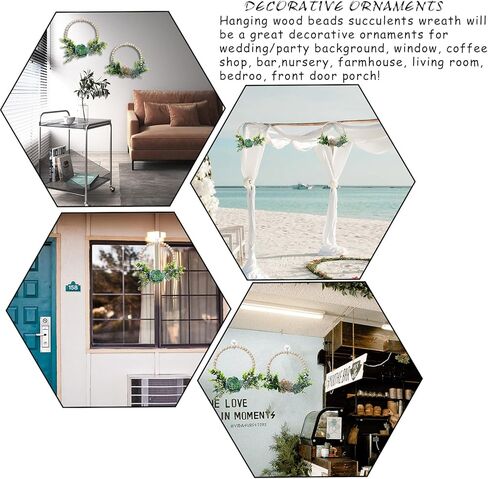 خرز خشبي من SWTHONY ديكور جداري على شكل إكليل عصاري - نباتات صناعية معلقة إكليل زهور الربيع ديكور الباب الأمامي - جميع المواسم في الأماكن المغلقة/الخارجية، حزمة ديكور بوهو للمزرعة من قطعة واحدة in Kuwait