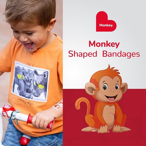 BioSwiss Bandages, Monkey Shaped Self Adhesive Bandage, Latex Free Sterile Wound Care, 50 Count in Kuwait
