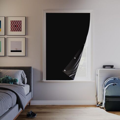 Sun Zero Lights Out Portable Travel 100% Blackout Suction-Cup-Curtain Panel, 50" x 78", Black in Saudi Arabia