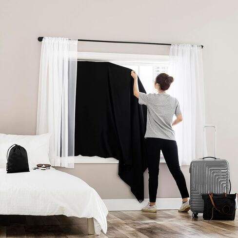 Sun Zero Lights Out Portable Travel 100% Blackout Suction-Cup-Curtain Panel, 50" x 78", Black in Saudi Arabia