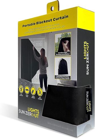 Sun Zero Lights Out Portable Travel 100% Blackout Suction-Cup-Curtain Panel, 50" x 78", Black in Saudi Arabia