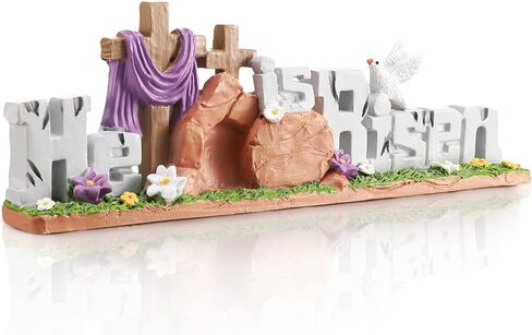 Fumete Easter Decorations Resin He is Risen Decorations Easter Table Decorations Spring Figurines Home Decor for Household and Office Table Decoration in Saudi Arabia