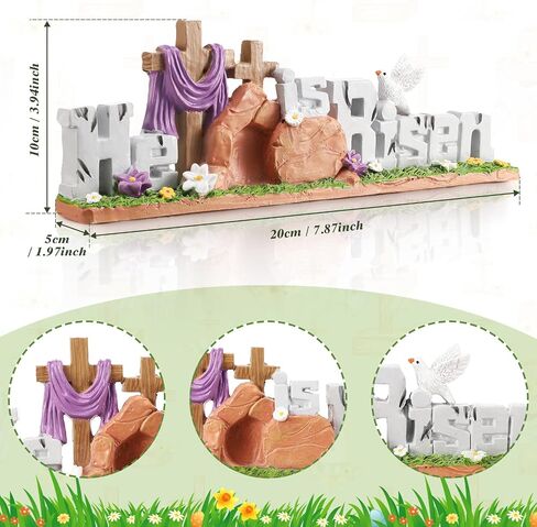 Fumete Easter Decorations Resin He is Risen Decorations Easter Table Decorations Spring Figurines Home Decor for Household and Office Table Decoration in Saudi Arabia