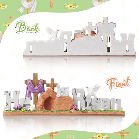 Fumete Easter Decorations Resin He is Risen Decorations Easter Table Decorations Spring Figurines Home Decor for Household and Office Table Decoration in Saudi Arabia