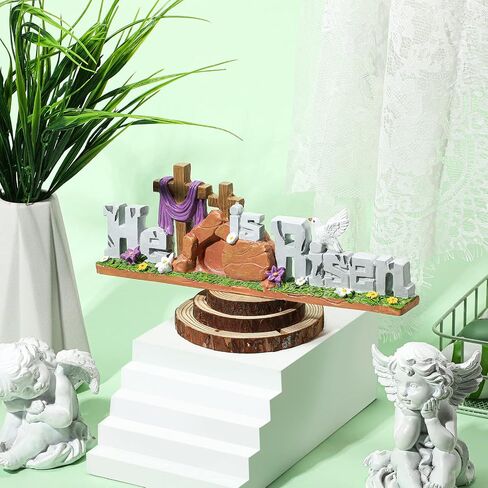 Fumete Easter Decorations Resin He is Risen Decorations Easter Table Decorations Spring Figurines Home Decor for Household and Office Table Decoration in Saudi Arabia