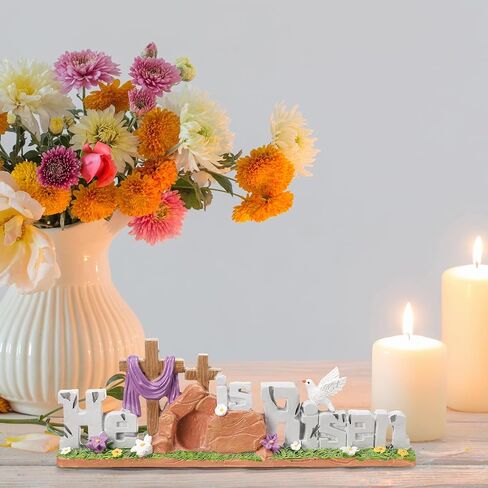 Fumete Easter Decorations Resin He is Risen Decorations Easter Table Decorations Spring Figurines Home Decor for Household and Office Table Decoration in Saudi Arabia