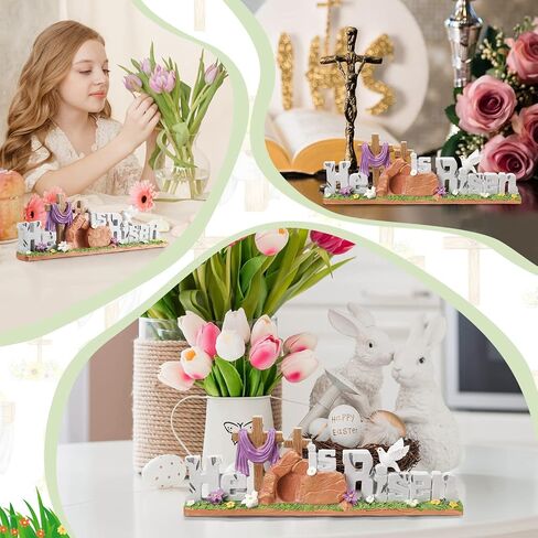 Fumete Easter Decorations Resin He is Risen Decorations Easter Table Decorations Spring Figurines Home Decor for Household and Office Table Decoration in Saudi Arabia