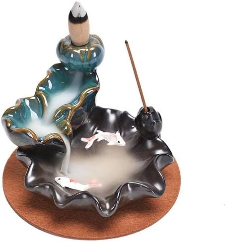 مبخرة سيراميك ابداعية بتصميم اوراق اللوتس لديكور المنزل وتدفق عكسي لديكور المنزل in Kuwait