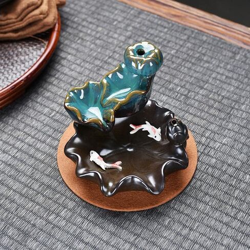 مبخرة سيراميك ابداعية بتصميم اوراق اللوتس لديكور المنزل وتدفق عكسي لديكور المنزل in Kuwait