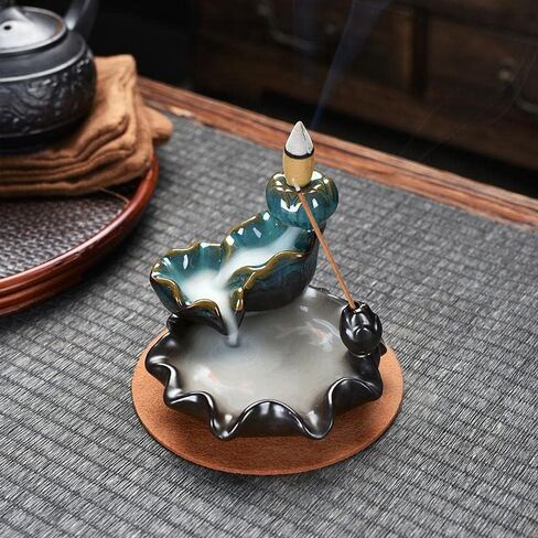 مبخرة سيراميك ابداعية بتصميم اوراق اللوتس لديكور المنزل وتدفق عكسي لديكور المنزل in Kuwait