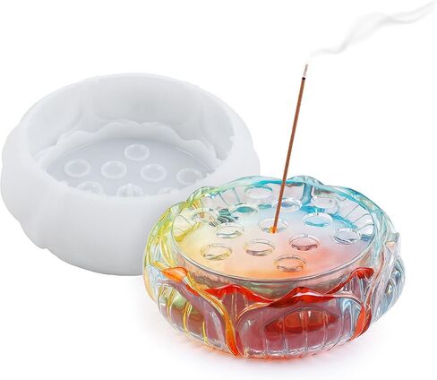 Incense Holder Resin Molds Silicone, YACYEUIS Lotus Shape Incense Burner Silicone Mold for Epoxy Resin, 3D Flower Epoxy Resin Molds for DIY Resin Craft, Ashes Catcher, Incense Stand in Saudi Arabia