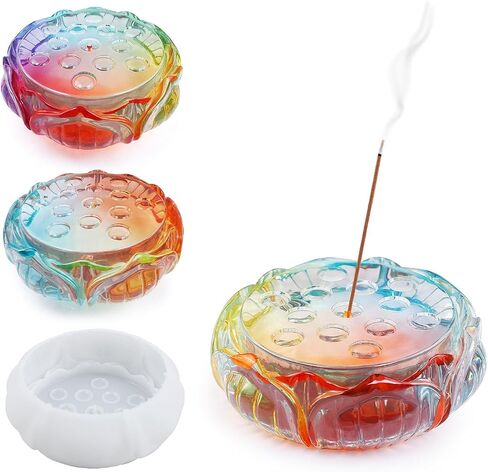 Incense Holder Resin Molds Silicone, YACYEUIS Lotus Shape Incense Burner Silicone Mold for Epoxy Resin, 3D Flower Epoxy Resin Molds for DIY Resin Craft, Ashes Catcher, Incense Stand in Saudi Arabia