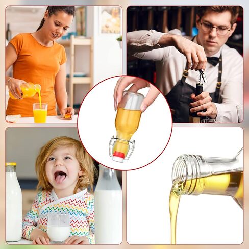 EBOOT Flip Top Glass Bottles with Caps Beer Bottles Clear Swing Top Glass Bottles Vinegar Kombucha Bottles with Stoppers Airtight Lids for Wedding Themed Baby Shower Christmas Gifts (6 Pcs,3.38 oz) in Saudi Arabia