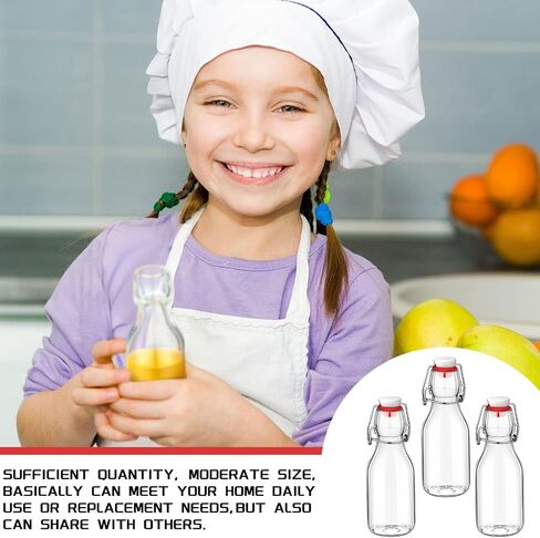EBOOT Flip Top Glass Bottles with Caps Beer Bottles Clear Swing Top Glass Bottles Vinegar Kombucha Bottles with Stoppers Airtight Lids for Wedding Themed Baby Shower Christmas Gifts (6 Pcs,3.38 oz) in Saudi Arabia