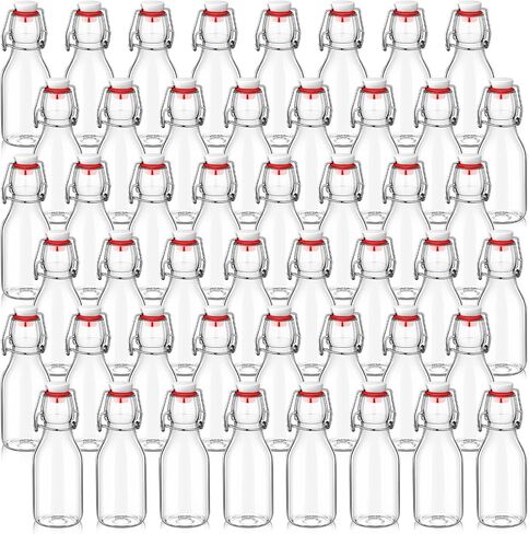 EBOOT Flip Top Glass Bottles with Caps Beer Bottles Clear Swing Top Glass Bottles Vinegar Kombucha Bottles with Stoppers Airtight Lids for Wedding Themed Baby Shower Christmas Gifts (6 Pcs,3.38 oz) in Saudi Arabia