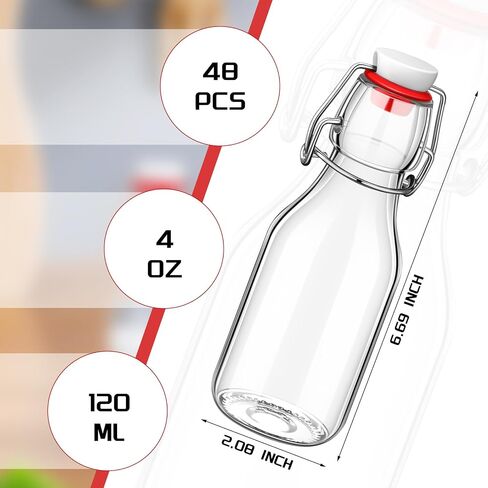 EBOOT Flip Top Glass Bottles with Caps Beer Bottles Clear Swing Top Glass Bottles Vinegar Kombucha Bottles with Stoppers Airtight Lids for Wedding Themed Baby Shower Christmas Gifts (6 Pcs,3.38 oz) in Saudi Arabia
