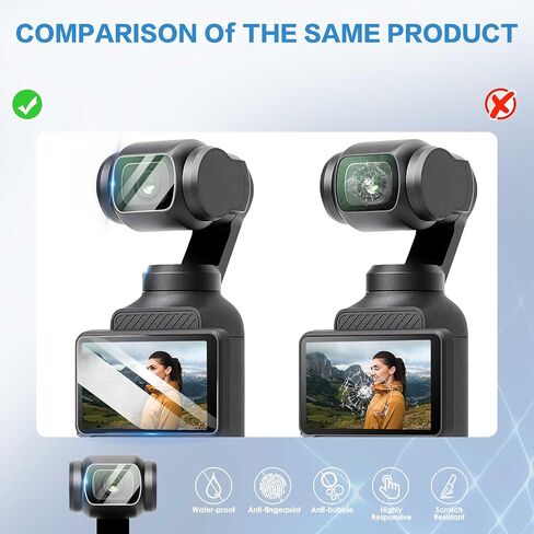 Suoman 2+2 Pack لواقي شاشة DJI Osmo Pocket 3، [مناسب تمامًا] 2.5D 9H صلابة رفيعة للغاية مقاومة للخدش زجاج مقوى عالي الدقة لـ DJI Osmo Pocket 3 in Saudi Arabia