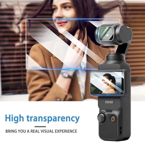 Suoman 2+2 Pack لواقي شاشة DJI Osmo Pocket 3، [مناسب تمامًا] 2.5D 9H صلابة رفيعة للغاية مقاومة للخدش زجاج مقوى عالي الدقة لـ DJI Osmo Pocket 3 in Saudi Arabia