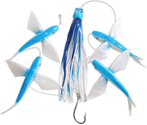 OCEAN CAT Flying Fish Fishing Trolling Lures Baits with Rigged Hook 9/0 for Marlin Tuna Mahi Dolphin Durado Wahoo Big Game Saltwater Fishing Tackle in Saudi Arabia
