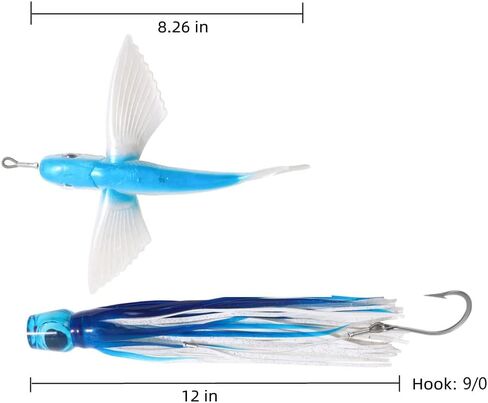 OCEAN CAT Flying Fish Fishing Trolling Lures Baits with Rigged Hook 9/0 for Marlin Tuna Mahi Dolphin Durado Wahoo Big Game Saltwater Fishing Tackle in Saudi Arabia