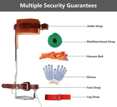 TWSOUL Tree Climbing Spikes Stainless-Steel with Harness Belt, Upgrade Cowhide Tree Gaffs Pads Spur Tree Climbing Gear for High Altitude Logging Fruit Picking Hunting in Kuwait