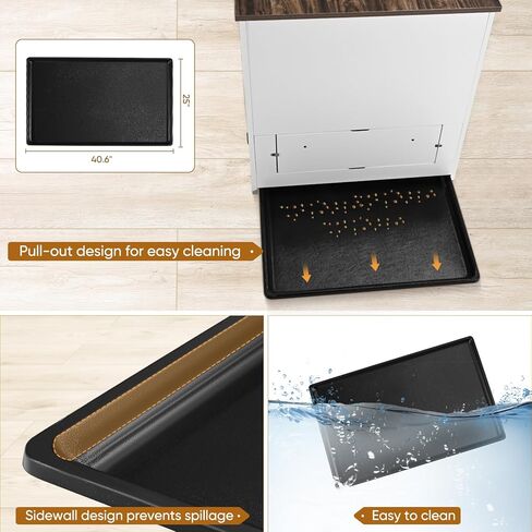 أثاث قفص للكلاب من Homiesetify مع أوعية للكلاب قابلة للتدوير بزاوية 360 درجة، وطاولة نهاية خشبية لبيت الكلاب مقاس 41 بوصة مع وسادة وصينية وأبواب مزدوجة، للاستخدام الداخلي في بيت قفص الحيوانات الأليفة للكلاب المتوسطة والكبيرة (أبيض) in Kuwait