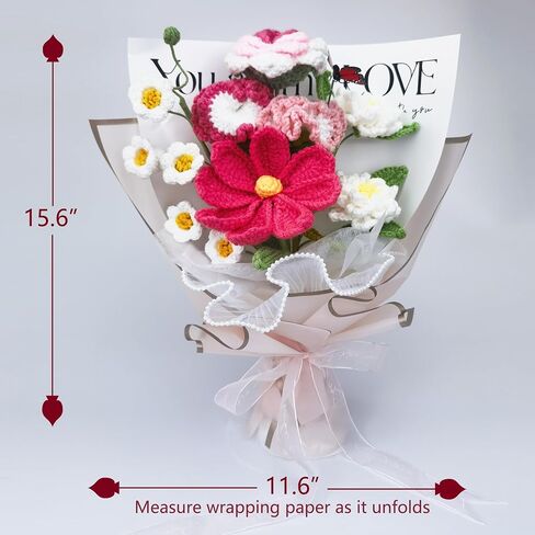 Naramiji Crochet Flower Bouquet, Handmade Knitted Artificial Flowers, Best Gift to Girlfriend Mom Women, Perfect for Valentines, Home Decor, Celebration, About 15 in in Saudi Arabia