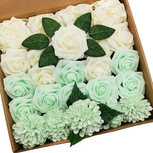 Mefier Home Artificial Flowers Combo Delicate Elegant Dusty Blue Mixed Flowers with Stem for DIY Wedding Bouquets Centerpieces Baby Shower Party Home Decorations in Saudi Arabia