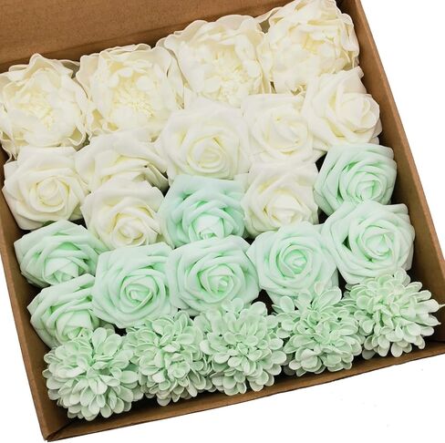 Mefier Home Artificial Flowers Combo Delicate Elegant Dusty Blue Mixed Flowers with Stem for DIY Wedding Bouquets Centerpieces Baby Shower Party Home Decorations in Saudi Arabia