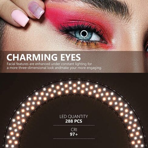 Neewer 18 "RGB Ring Light مع حامل، 42W Dimmable LED Ring Light مع حامل هاتف/ثنائي اللون 3200K–5600K/95+ CRI/0–360° كامل اللون/9 تأثيرات مشهد لمكالمات تكبير مكياج السيلفي على YouTube تصوير الفيديو in Saudi Arabia