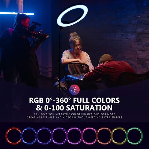 Neewer 18 "RGB Ring Light مع حامل، 42W Dimmable LED Ring Light مع حامل هاتف/ثنائي اللون 3200K–5600K/95+ CRI/0–360° كامل اللون/9 تأثيرات مشهد لمكالمات تكبير مكياج السيلفي على YouTube تصوير الفيديو in Saudi Arabia