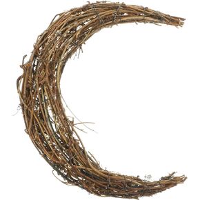 HOMSFOU DIY Wreath Frame Moon Shape Grapevine Wreath Rings Vine Branch Wreath Christmas Rattan Wreath Garland Decoration for DIY Craft Holiday Wedding Party Decor 30cm in Saudi Arabia