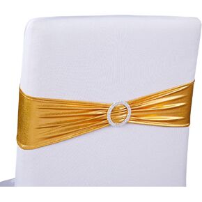 Juvale 100 Pack Gold Chair Sashes with Silver Buckles for Wedding Reception, Baby Shower, Birthday Party, Fits 13.5- to 16.5-Inch Chair Backs