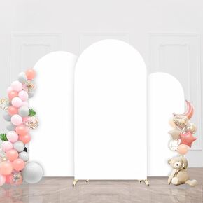 Wedding Arch Cover Set of 3 Spandex Fitted 2-Sided, Arch Stand Covers Round Top Chiara Arch Backdrop Stands Cover for Birthday Party Baby Shower Ceremony Banquet Decoration 4FT 5FT 6FT, Beige