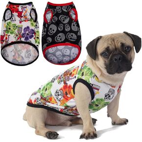 Hozz 2 Pack Dog Cute T Shirts for Small Dogs Durable Polyester Summer Clothes no Shrink Fashion Skull M in Kuwait