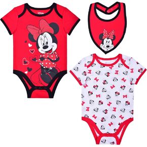 Disney Baby Girl's Minnie, Pooh or Cinderella 2-Pack Bodysuit with Bib