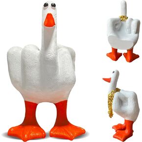 Qoddxx Middle Finger Duck, Funny Little Duck Decor, Middle Finger Duck Resin Craft, Creative Living Room Decor, Art Sculpture Ornament Statues for Home in Kuwait