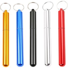 LIGHUFEIC 5 Pack Aluminum Metal Tube Conetainer,4.25 inch Metal Waterproof Storage Tube Container with Keychain,Pocket Airtight Case for Travel and Outdoors in Kuwait