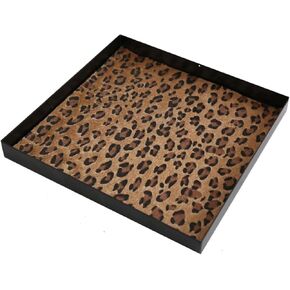 Iron Tray,ISEMRO Black Square Decorative Tray Leopard Coffee Table Tray Decor,Decorative Serving Tray for Coffee Table Living Room Table Farmhouse Kitchen Counter in Kuwait