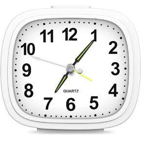 AMIR Analog Alarm Clocks for Bedrooms, Ugraded 4'' Super Silent Non Ticking Battery Operated Small Analog Clock, Ascending Beep Sounds Snooze Light Functions Loud Alarm Clock for Heavy Sleepers
