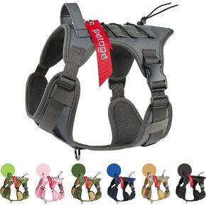 PETAGE Tactical Dog Harness for Small Medium Large Dogs No Pull Adjustable Soft Padded Dog Vest Reflective No-Choke Pet Oxford Vest with Easy Control Pet Vest Military Service Dog Harnesses( Grey XL) in Kuwait