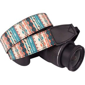 ولفن حزام كتف للرقبة للكاميرا بنمط مخطط متوافق مع جميع كاميرات DSLR/SLR/الرجال/النساء وغيرها، نمط اسود وابيض in Kuwait