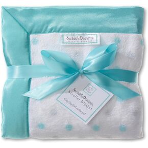 SwaddleDesigns Stroller Blanket, Cozy Plush Baby/Toddler Blanket, 30x40 inches, Pastel Blue and Brown Mod Circles with Satin Trim in Kuwait