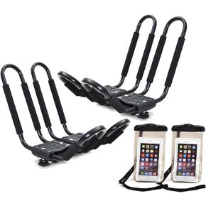 TMS 2 × حامل سقف J Rack Kayak قارب قارب قارب قارب قارب قارب قارب قارب SUV حامل حامل مع حقيبة هاتف خلوي مجانية in Kuwait