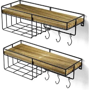 Alsonerbay Floating Shelves Wall Shelves for Bedroom Living Room, Wall Mounted Bathroom Shelves Decor Shelf Set of 2 in Kuwait